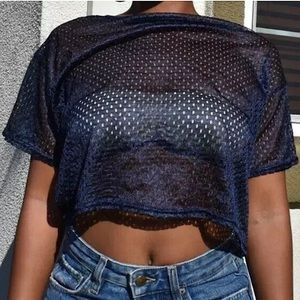 Mesh Cropped Jersey Tshirt